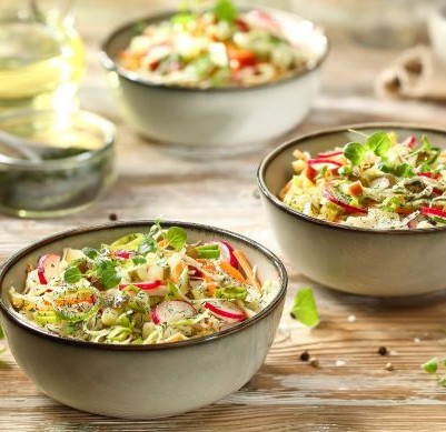Colorful salad with white cabbage mix