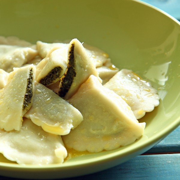 Dumplings with kale