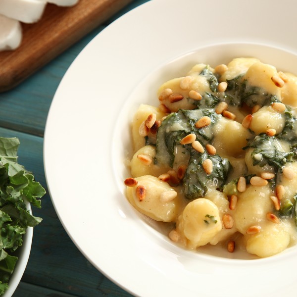Gnocchi with kale and goat cheese